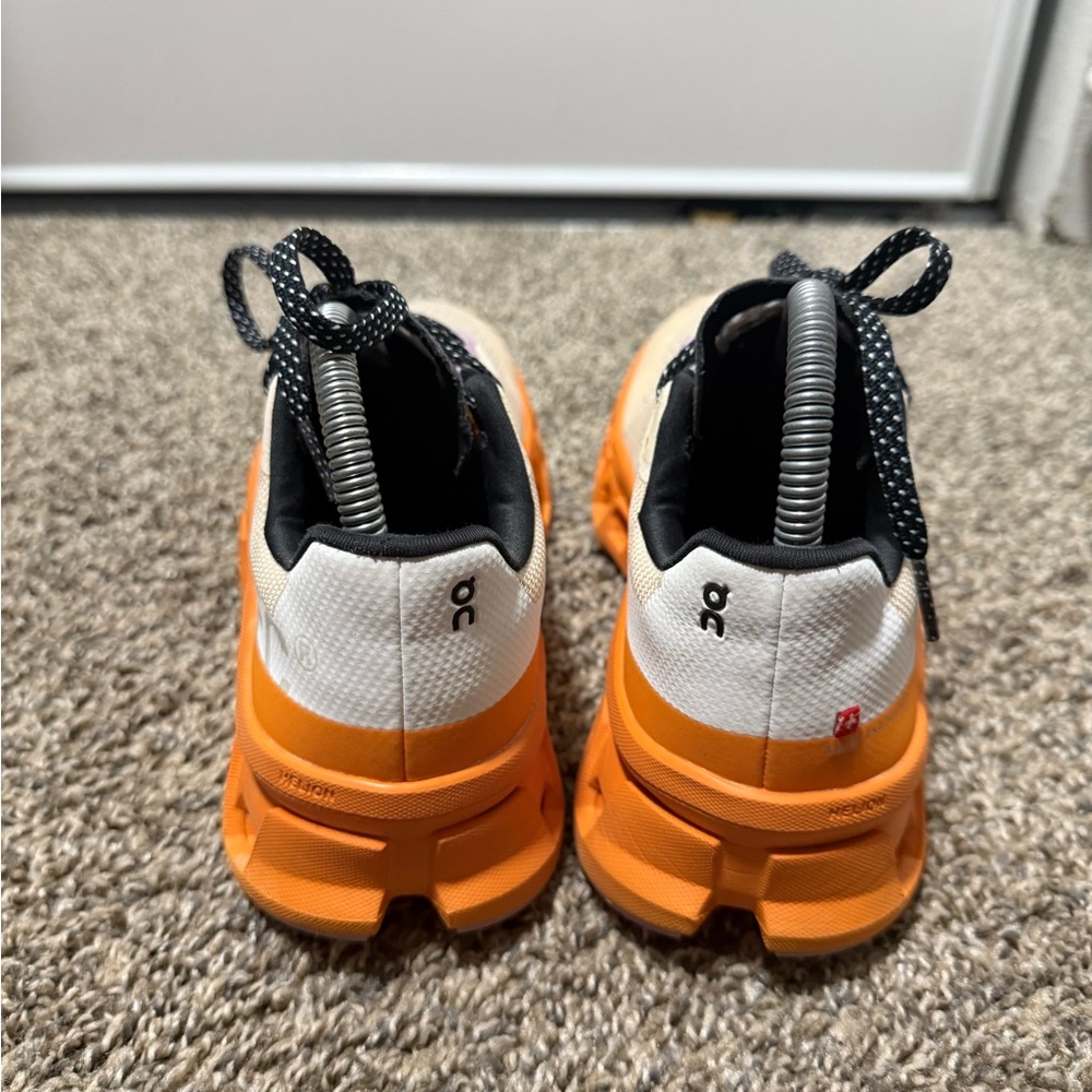 ON clouds Women's Athletic Shoes - White and Orange Accents - Picture 5 of 8